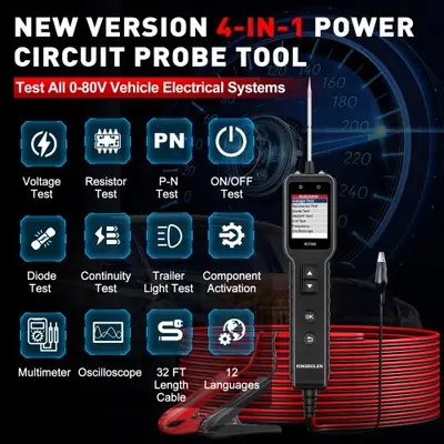 Image de Testeur Électrique Auto 0-80V avec Oscilloscope & Sondes LED