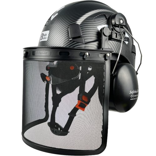 Imagen de Casco de Seguridad Industrial para Trabajo Forestal con Visera, Protección Facial de Malla, Orejeras y Diseño Resistente para Motosierra y Carpintería