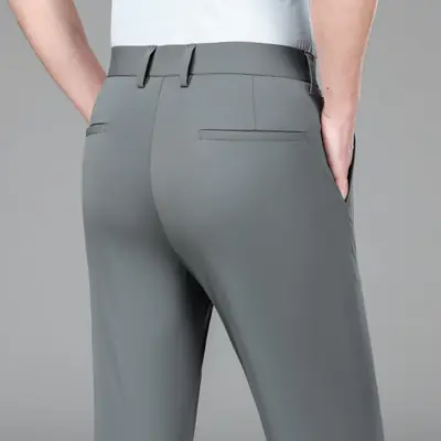 Image de Pantalon Costume Homme Soie Glacée - Élégant & Élastique
