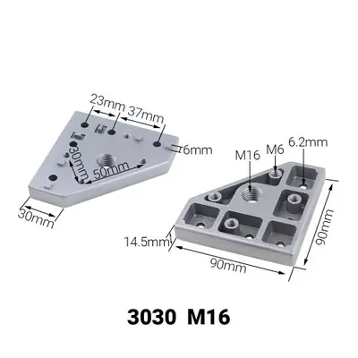Image de Plaque de Montage Roulette Aluminium - Profil 20/30/40