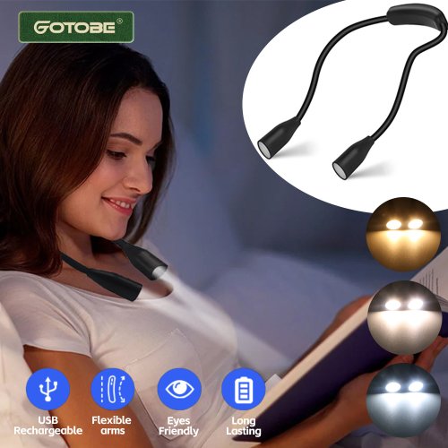Immagine di Lampada da Lettura LED con Braccio Flessibile e Luce Soffusa per Collo Appeso – Protezione Oculare e Illuminazione Notturna Personalizzata
