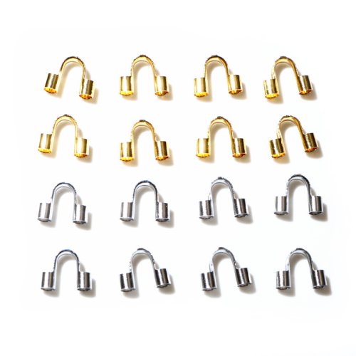 Imagen de Protectores de Alambre Dorados de Acero Inoxidable para Joyería - 50 Unidades, Bucles en Forma de U, Conectores y Guardianes para Fabricación de Joyas