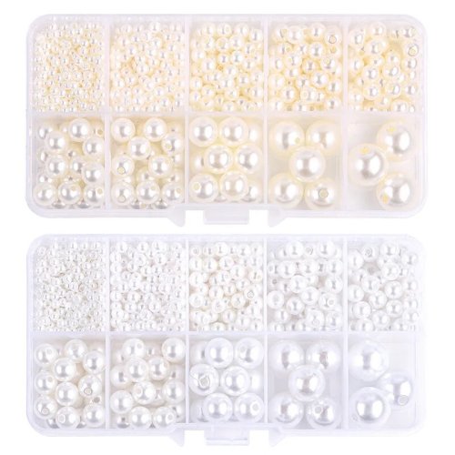 Image of Natural Pearl-Style ABS Bead Set for DIY Jewelry Making – 800-Piece Craft Kit for Earrings, Bracelets, Necklaces & Phone Charms