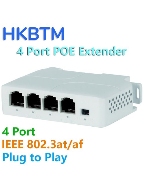 Bild von HKBTM 4-Port-PoE-Extender Wasserdichter PoE-Repeater für IP-Port-Übertragungs-Extender für POE-Switch NVR IP-Kamera
