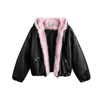 Image de Parka Vintage Y2K à Capuche en Faux Fourrure pour Femme