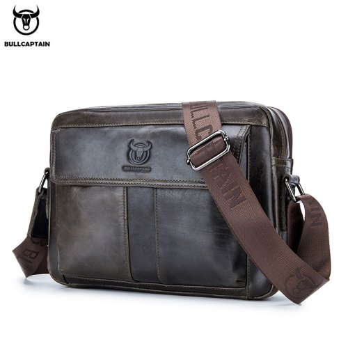 Bild von BULLCAPTAIN Umhängetasche für Herren aus echtem Leder, große Kapazität, lässige multifunktionale Handtasche, eine modische Business-Aktentasche
