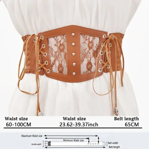 Image de Ceinture Corset Dentelle Noire - Style Gothique & Punk