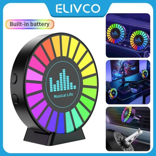 Imagen de Lámpara LED con Control de Sonido y Música, Tira de Luces RGB para Coche con Ritmo Ambiental, Ajustable para Fiestas y Viajes en Automóvil