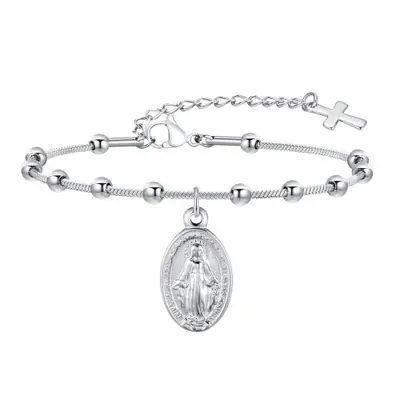 Image de Bracelet Chapelet Or pour Femme - Croix Religieuse & Vierge Marie