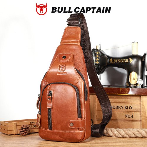 Bild von Bullcaptain Herren Umhängetasche mit Brusttasche – Robuste Outdoor-Tasche mit großem Fassungsvermögen und integriertem USB-Anschluss für Freizeit und Abenteuer