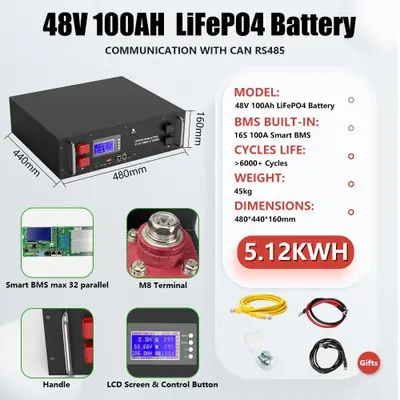 Image de Batterie LiFePO4 48V 300Ah - Puissance 15kW pour Énergie Solaire