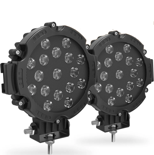 Afbeelding van 2 stuks 7 inch 51W ronde LED offroad verlichting, 5100 lumen spotlamp voor rijden, bumper, dak en mistverlichting, geschikt voor boot, Jeep, ATV en SUV