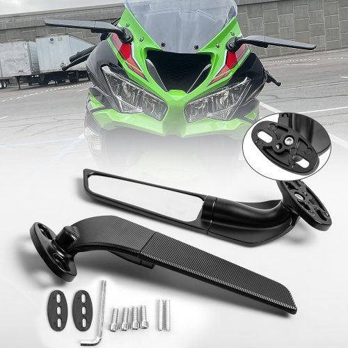 Imagen de Para KAWASAKI NINJA 300 250 400 650 H2 H4 motocicleta modificada 2 uds espejos retrovisores ala de viento espejos laterales giratorios ajustables