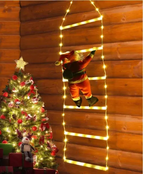 Image de Père Noël LED Escalade - Décoration de Noël Lumineuse