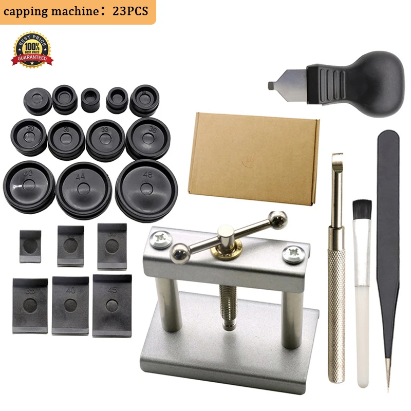 Immagine di Set Professionale da 23 Pezzi per Pressatura e Riparazione Orologi - Kit Completo di Stampi per Chiusura e Fissaggio del Coperchio Posteriore
