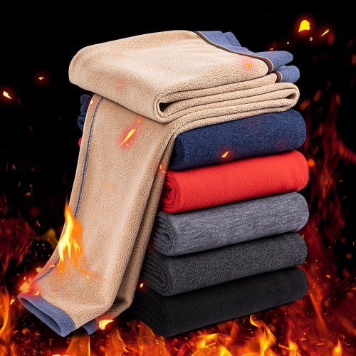 Image of Men's Winter Thermal Underwear with Camel Hair Lining – Ultra Soft Solid Color Warm Leggings for Cold Weather, Plus Size 7XL & 8XL