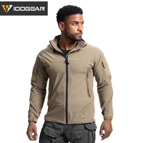 Image of IDOGEAR Tactical Windbreaker Men's Lightweight Water-Resistant Full-Zip Outdoor Coat for Hiking, Hunting, and Work in All Weather Conditions