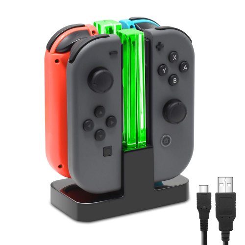 Afbeelding van Dobe Oplaadstation met Schakelaar voor Joy-Con OLED Modelcontroller - Inclusief LED-Indicatie en Lantaarnpaal Ontwerp