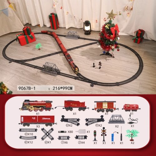 Afbeelding van Klassieke Kersttrein met Afstandsbediening, Stoomlocomotief met Geluid en Licht – Magisch Speelgoed voor Kinderen en Volwassenen