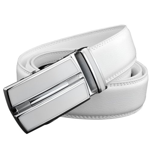 Bild von Elegante weiße Farbe Männer Frauen Unisex Echtes Leder Gürtel automatische Schnalle Taille Riemen für Jeans berühmte Marke Luxus Designer