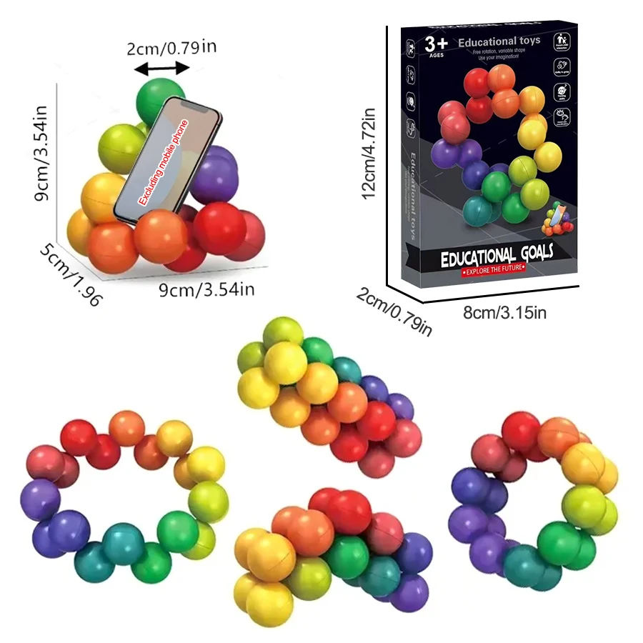 Imagen de Juguete Antiestrés Bola de Colores Educativa 3D - Rompecabezas Montessori para Niños y Adultos, Juego de Formas con Entrenamiento Sensorial
