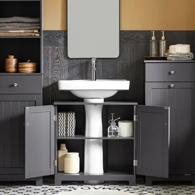 Image de Lavabo Sous Armoire Salle de Bain 60x60x30cm - Vanité Compacte