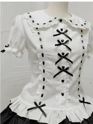 Image de Blouse Lolita Dentelle Col Poupée - Style Japonais Doux & Élégant