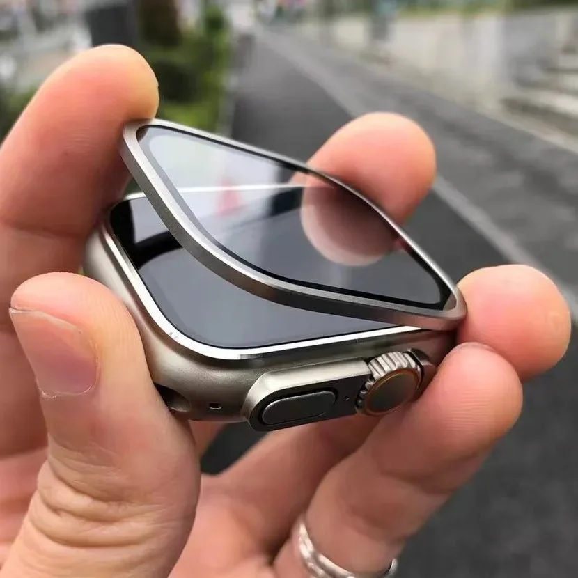 Bild von Gehärtetes Glas-Schutzfolie für Apple Watch Ultra 49 mm mit Titan-Metallrahmen – Kratzfester Displayschutz für die Serie Ultra 2