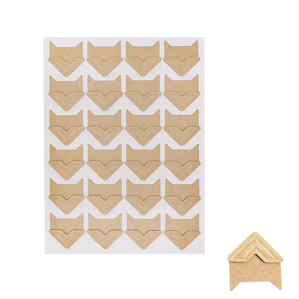 Imagen de 240/120/24 Uds DIY pegatinas de papel Kraft de esquina Vintage para decoración de marco de álbum de ...