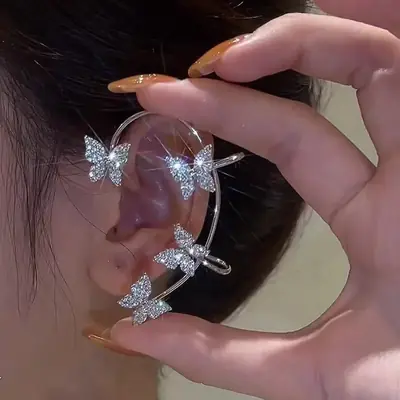Image de Boucles d'oreilles à clip papillon plaquées argent