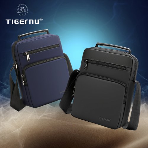 Imagen de Tigernu, bolsos de hombro para hombre, bolso para iPad de 9,7 ", Mini bolso, bolso bandolera impermeable, bolso cruzado de viaje de negocios para hombre, bolsos de mensajero para hombre