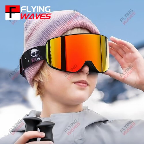 Immagine di Occhiali da Sci OTG per Bambini con Rivestimento Revo Completo, Lenti a Doppio Strato Antiappannamento, Antivento e Protezione UV – Occhiali da Neve per Snowboard per Ragazzi e Ragazze
