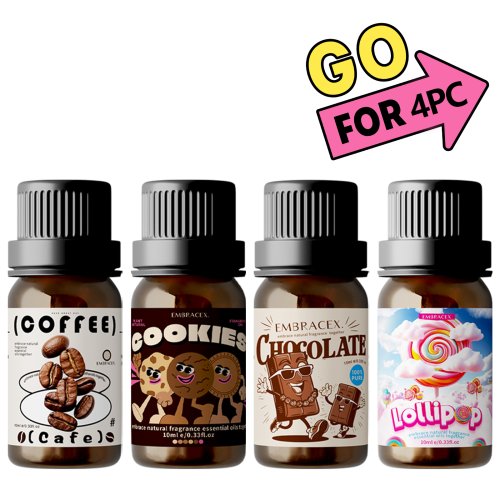 Afbeelding van 4PC 10ml Essentiële Oliën Vanille Melk Chocolade Koffie Koekjes Taarten Lollipop Taro Kokosnoot Karamel Pudding Suikerspin bubble Gu
