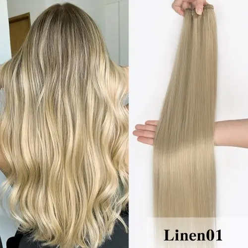 Image de Extensions de Cheveux Raides 26" - Ombre Brun Doux