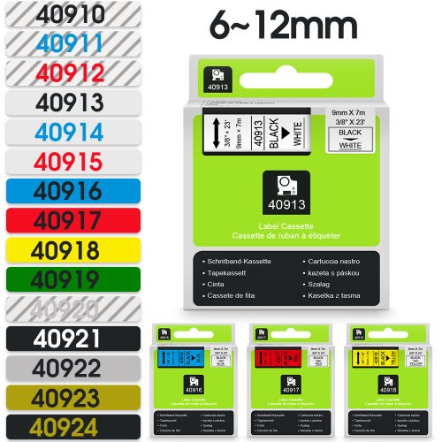 Afbeelding van Dymo D1 Label Tape - 15 Kleuren, Compatibel met LM160 & LM280