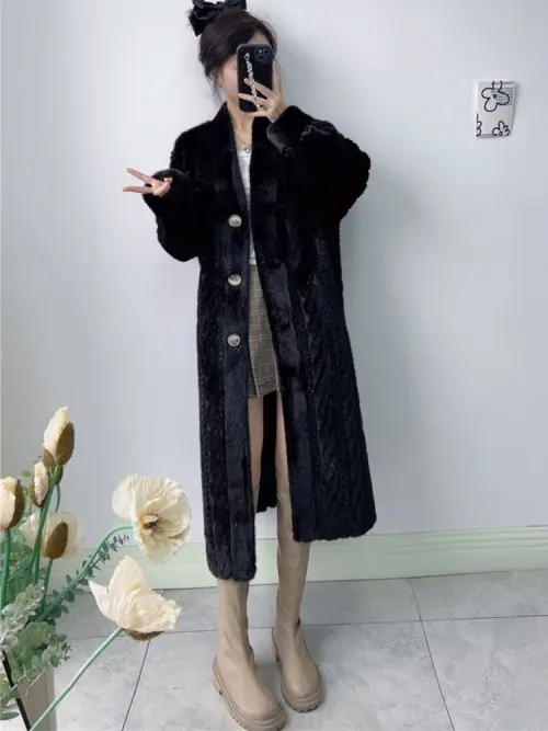 Image de Cardigan Fausse Fourrure Luxe Femme - Veste Longue Col V