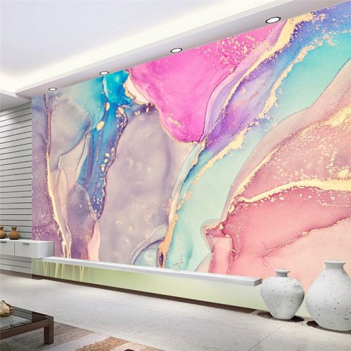 Afbeelding van Natuurlijk Marmerlook Behang met Noordse Lichteffect – Moderne Woonkamer Muurschildering voor TV Achtergrond en Interieurdecoratie