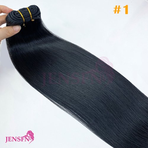 Immagine di Capelli umani lisci di alta qualità tesse fasci di capelli naturali umani Remy brasiliani cucire nelle estensioni di trama biondo dritto 50g