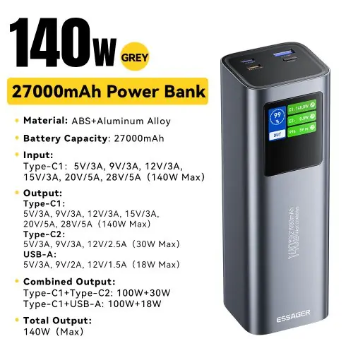 140W 27000 mAh Gris