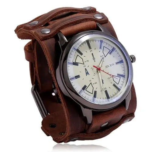 Image de Montre Homme Rétro Punk Cuir Véritable - Style 2024