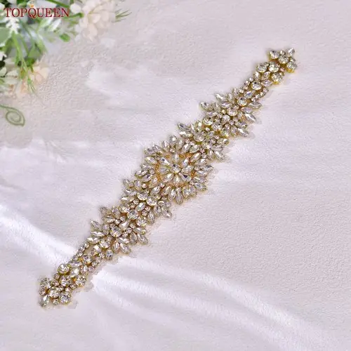 Image de Ceinture de Mariage Dorée avec Strass - Élégance Luxueuse