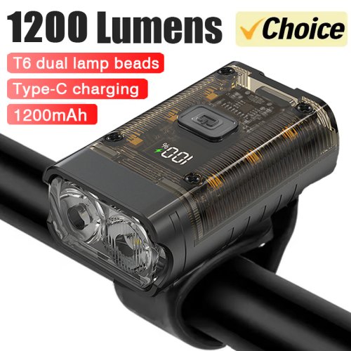 Imagen de Luz delantera LED T6, faro delantero para bicicleta, recargable, brillante, para bicicleta de montaña y carretera, linterna LED para ciclismo para conducción nocturna