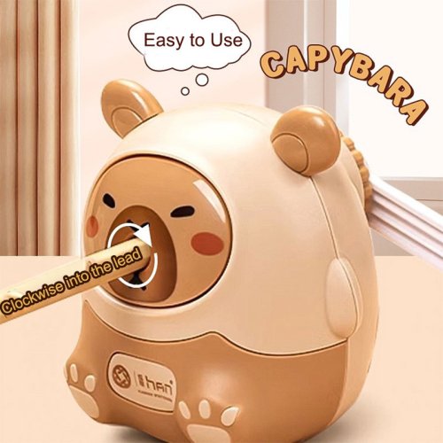 Image of Cute Capybara Design Pencil Sharpener with Built-In Cutter – Durable Office and School Desk Accessory for Students and Professionals