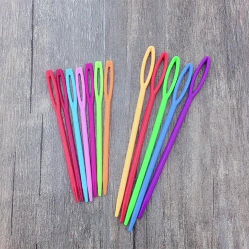 Image of 20-Piece Mixed Color Plastic Knitting Needles and Crochet Hooks Set with Wool Yarn Needle – Perfect for Kids' DIY Sweater Weaving and Crafting Projects