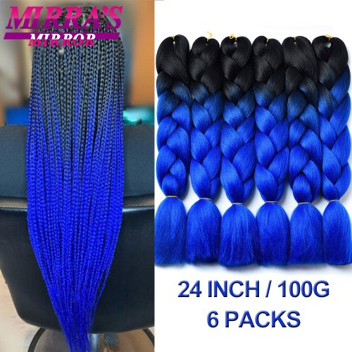 Afbeelding van Synthetische Jumbo Vlechten met Ombre Effect – Yaki Textuur Blauwe Haaruitbreidingen voor Vrouwen – Hoge Kwaliteit Nephaar van Mirra Spiegel
