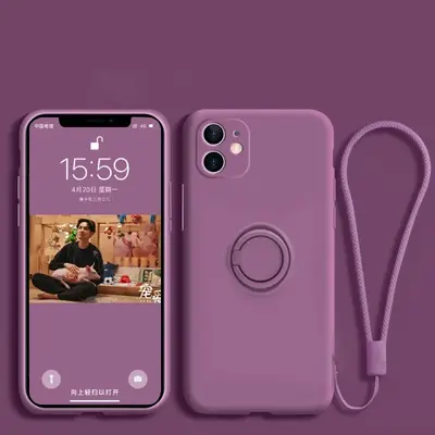Image de Coque Silicone Liquide avec Anneau & Dragonne pour Galaxy S24/S23/S22/S21
