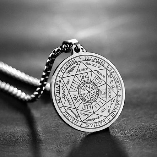 Afbeelding van Zegel van de 7-aartsengelen hanger kettingen voor mannen zegel van Solomon spirituele talisman bescherming amulet roestvrijstalen sieraden