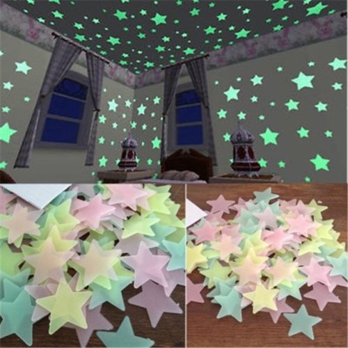 Afbeelding van Lichtgevende PVC Sterren Stickers - Fluorescerende Muurdecoratie voor Kinderkamer, Plafond en Feestversiering