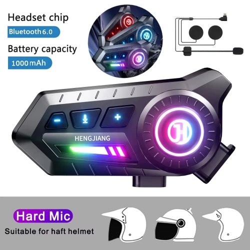 Afbeelding van BT12 Motorhelm Headset Stereo Bluetooth Oortelefoon Draadloze Handsfree Microfoon Koptelefoon Muziekspeler Voor Motorrijder