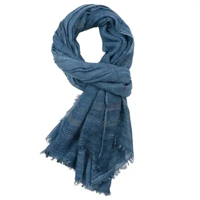 Image de Écharpe Homme Coton Lin Rayée - Style Automne-Hiver